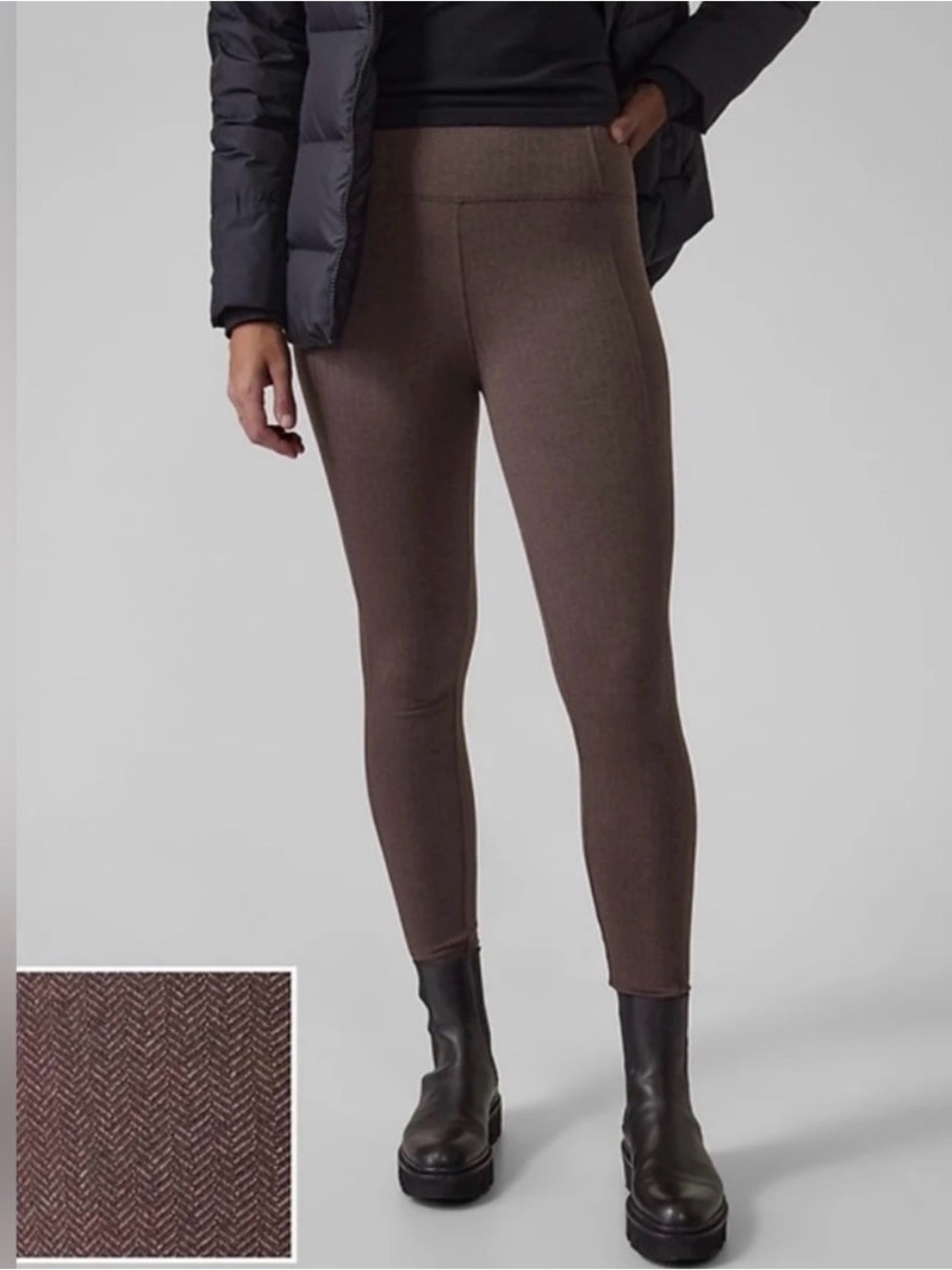 Athleta “Delancey” Brown Herringbone Leggings